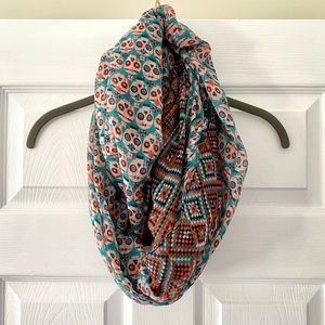 Sugar Skull & Aztec Print Sheer Infinity Scarf